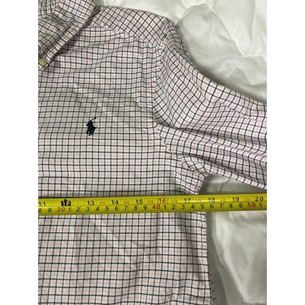 Ralph Lauren Mens Button-Down Shirt Pink Black White Checked Long Sleeve Large - Picture 7 of 8